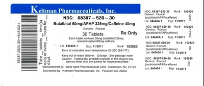 Label Image (Fioricet Tablet Lab)